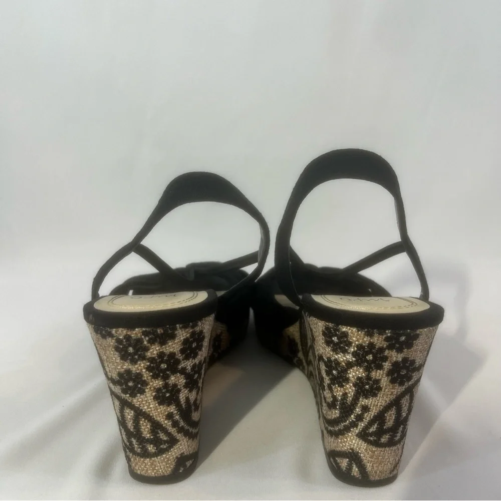 Impo Embroidered Platform Sandal with Black and Tan Wedge Sandals Size:11